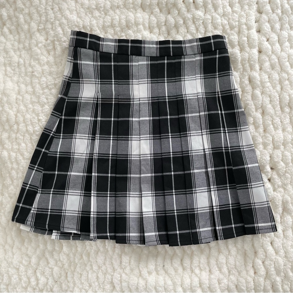 Edikted black and white plaid pleated tennis skirt
